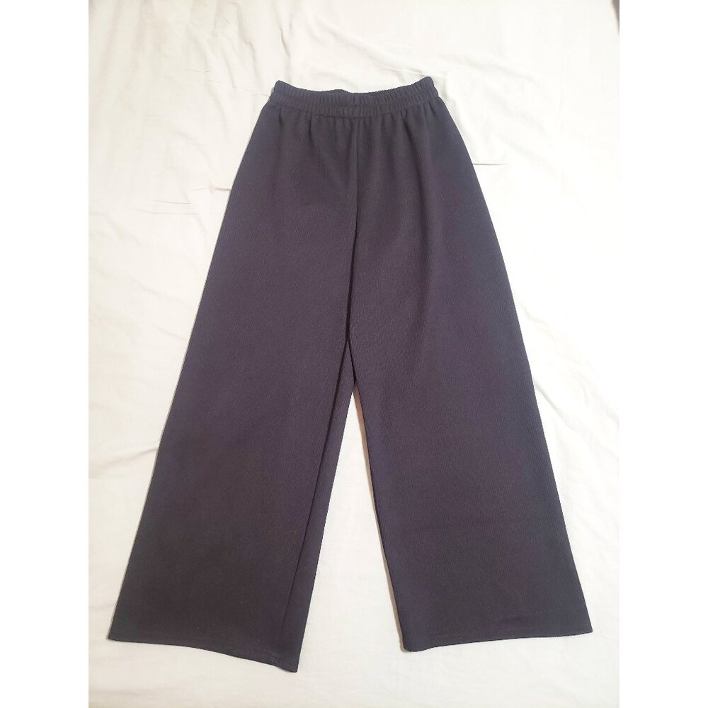 Korean knit ribbed wide leg pants S